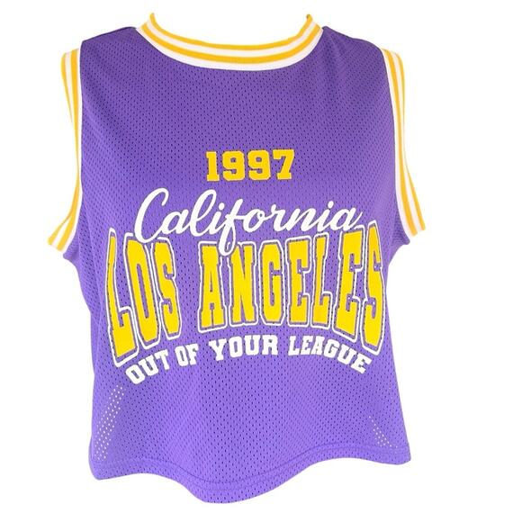 orange kiss Tops - 1997 California LA crop top purple and yellow junior XL